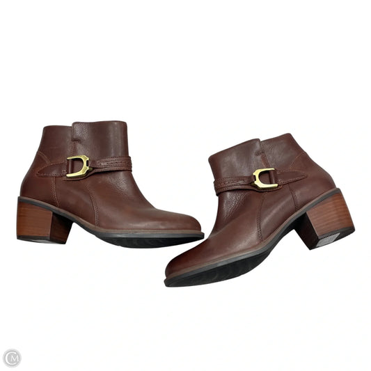 Boots Ankle Heels By Clarks In Brown, Size: 7.5