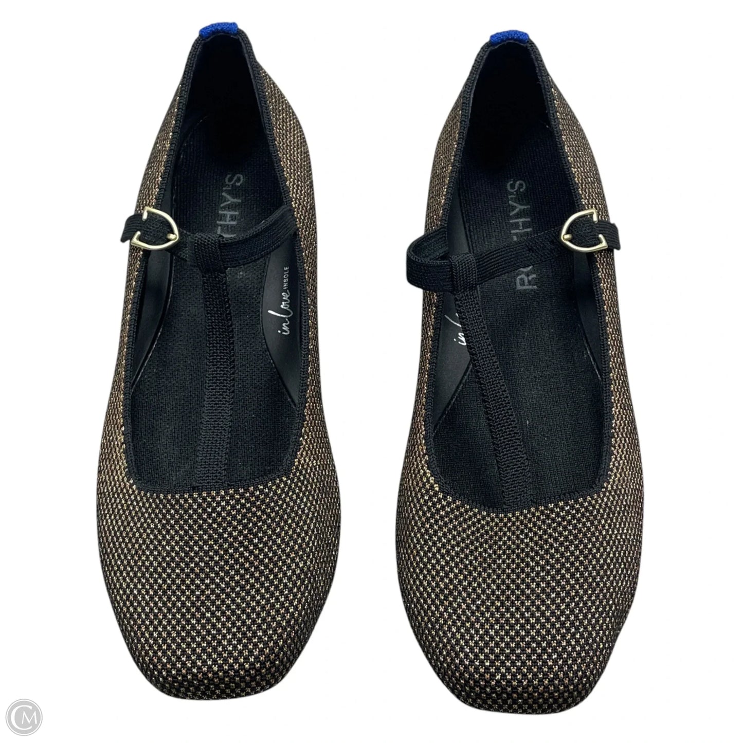 Shoes Flats By Rothys In Black & Gold, Size: 7.5