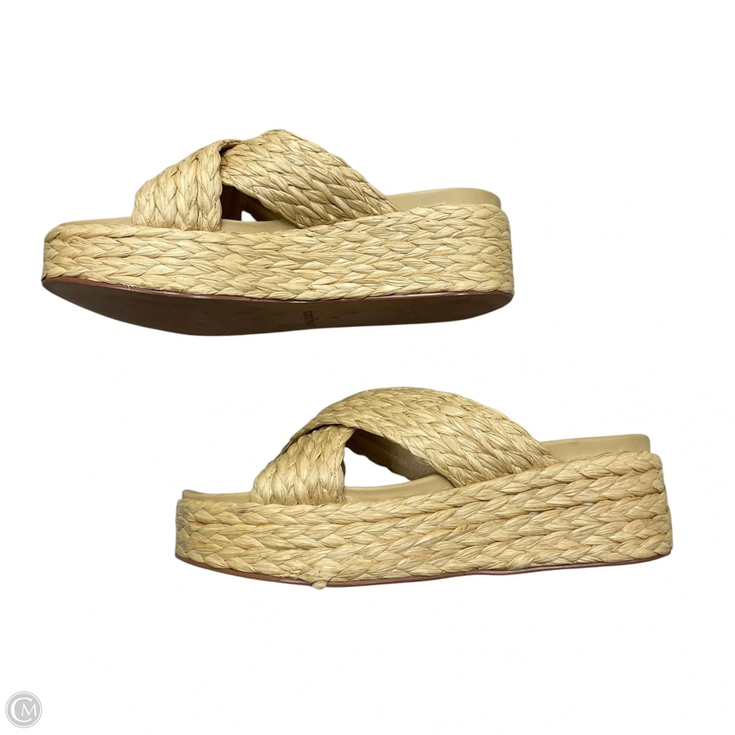 Sandals Heels Platform By J Slides In Tan, Size: 9