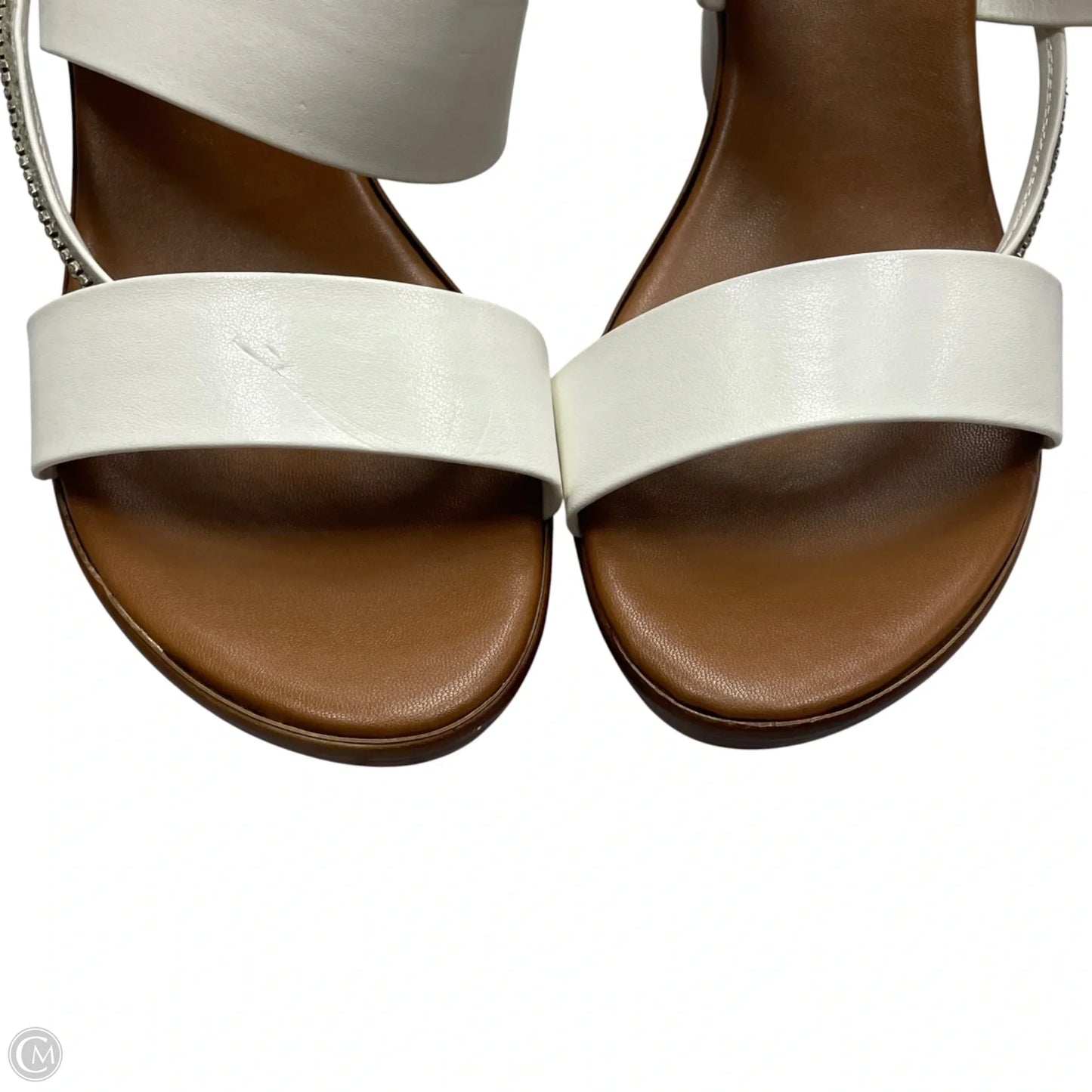 Sandals Heels Wedge By Italian Shoemakers In Brown & White, Size: 9.5