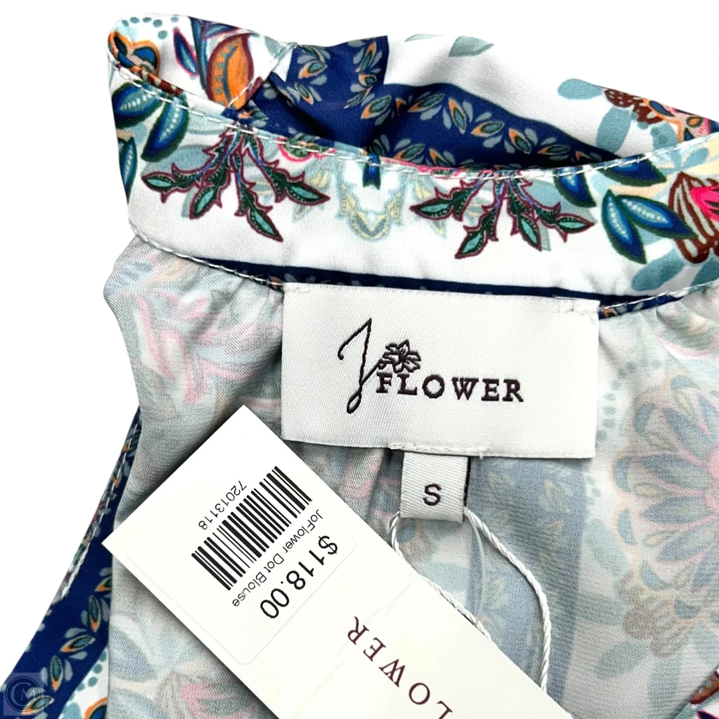 Top Long Sleeve By J Flower In Blue & White, Size: S