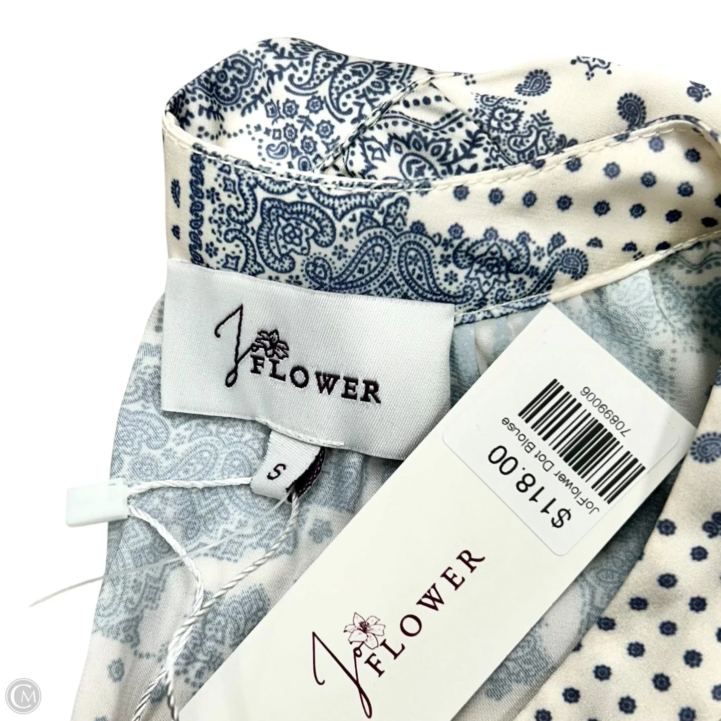 Top Long Sleeve By J Flower In Blue & White, Size: S