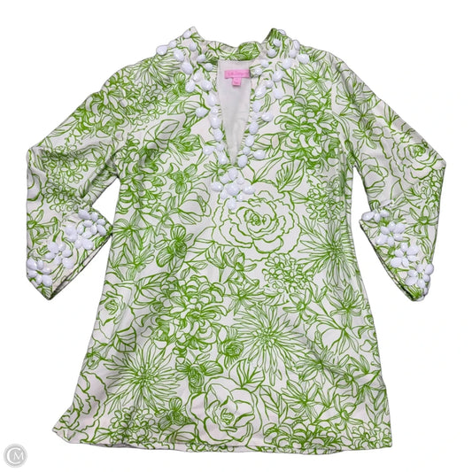 Top Long Sleeve Designer By Lilly Pulitzer In Green & White, Size: M
