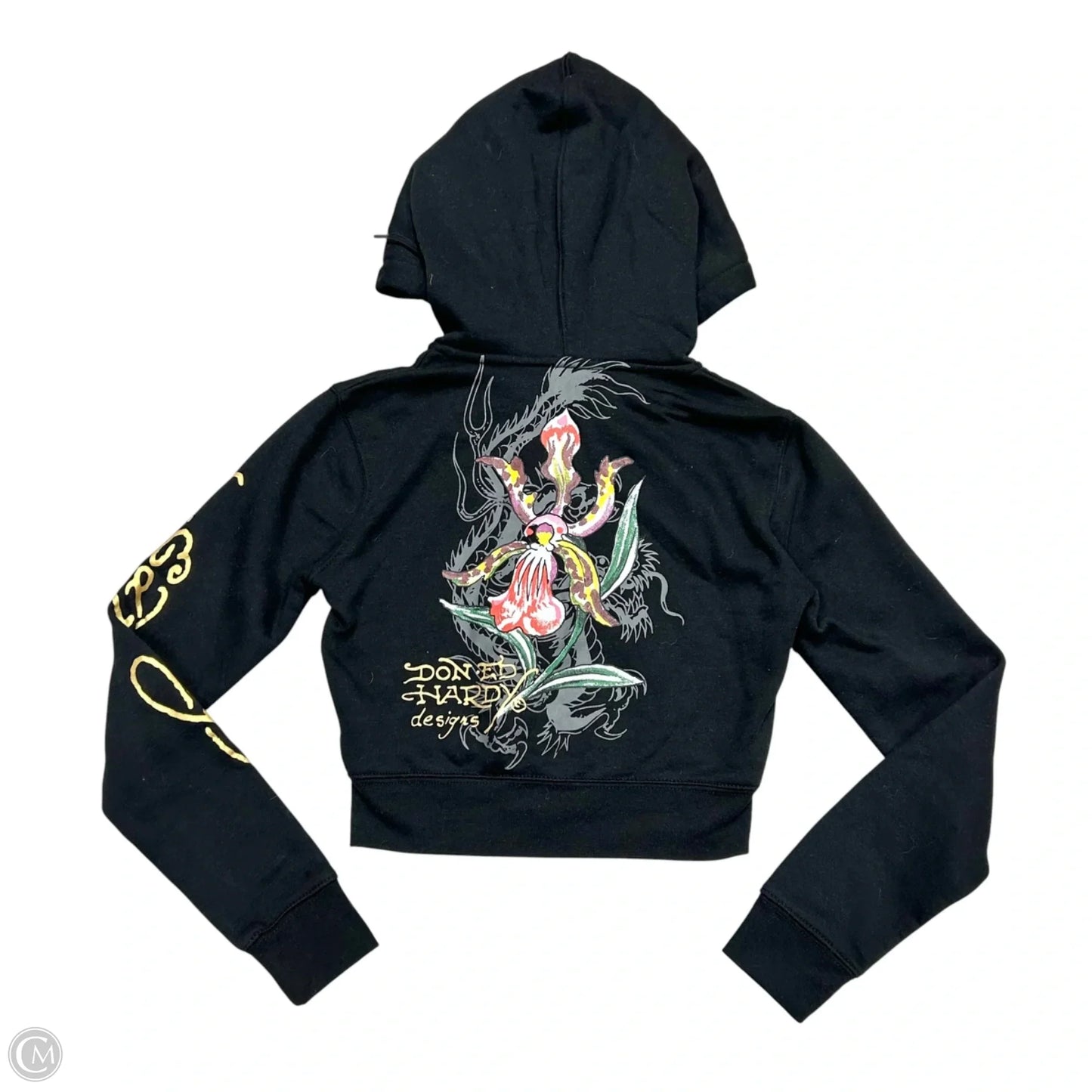 Sweatshirt Hoodie By Ed Hardy In Black, Size: S