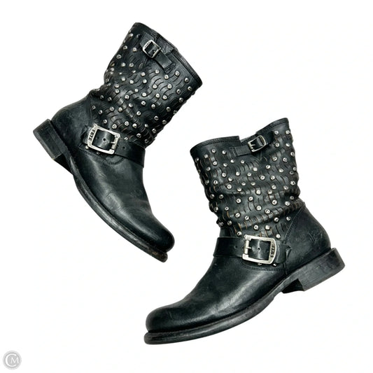 Boots Designer By Frye In Black & Silver, Size: 8.5