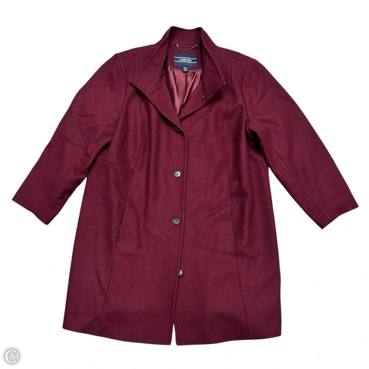 Coat Peacoat By Lands End In Maroon, Size: 2x