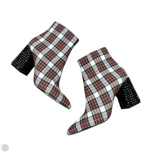 Boots Ankle Heels By Betsey Johnson In Plaid Pattern, Size: 6