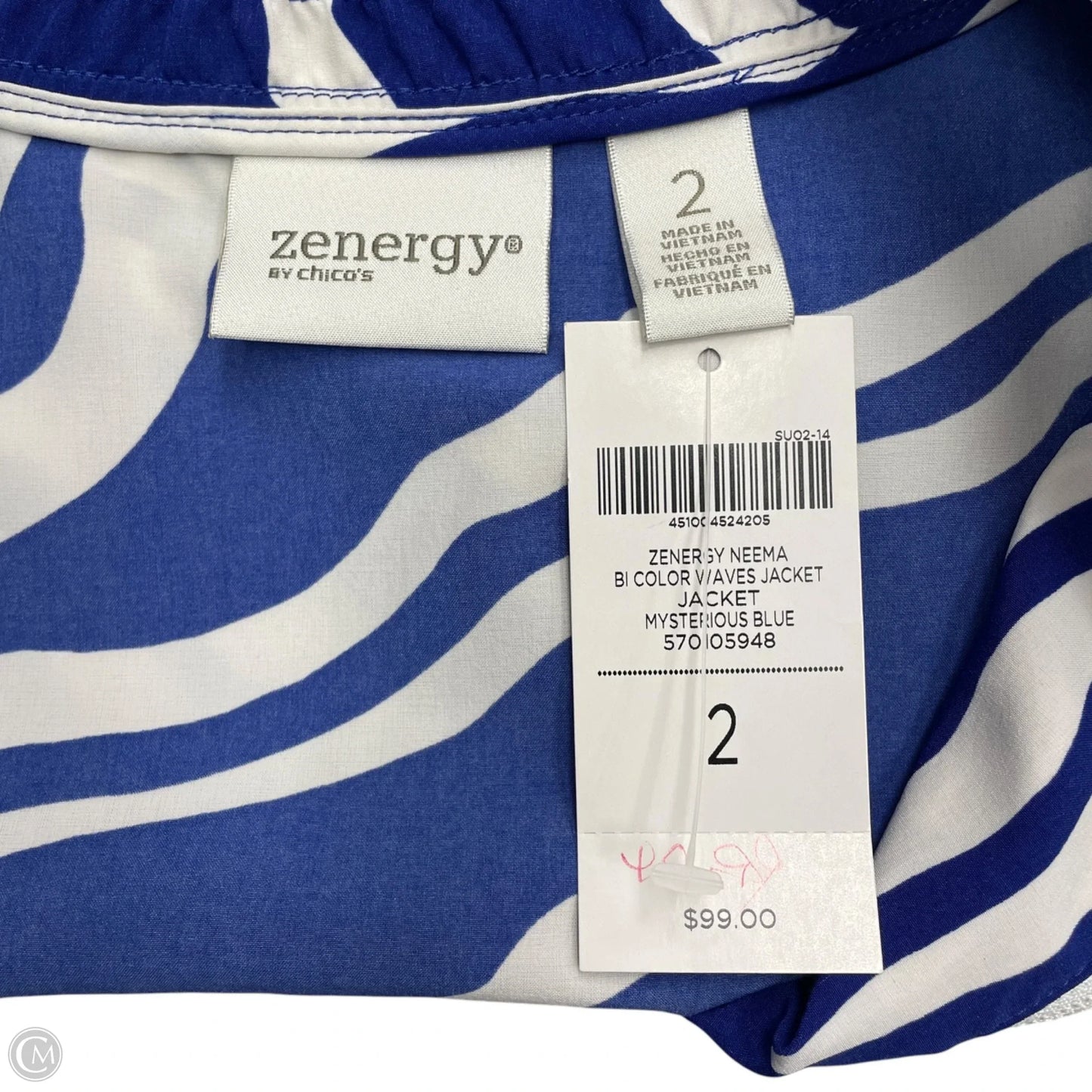 Jacket Other By Zenergy By Chicos In Blue & White, Size: L
