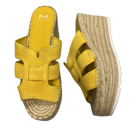 Yellow Sandals Heels Wedge By Marc Fisher, Size: 9.5