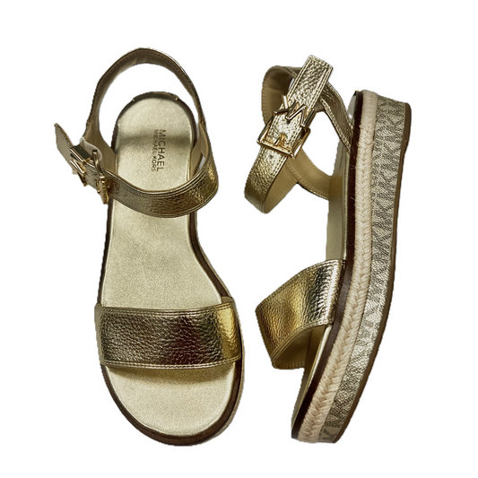 Gold Sandals Designer By Michael By Michael Kors, Size: 8