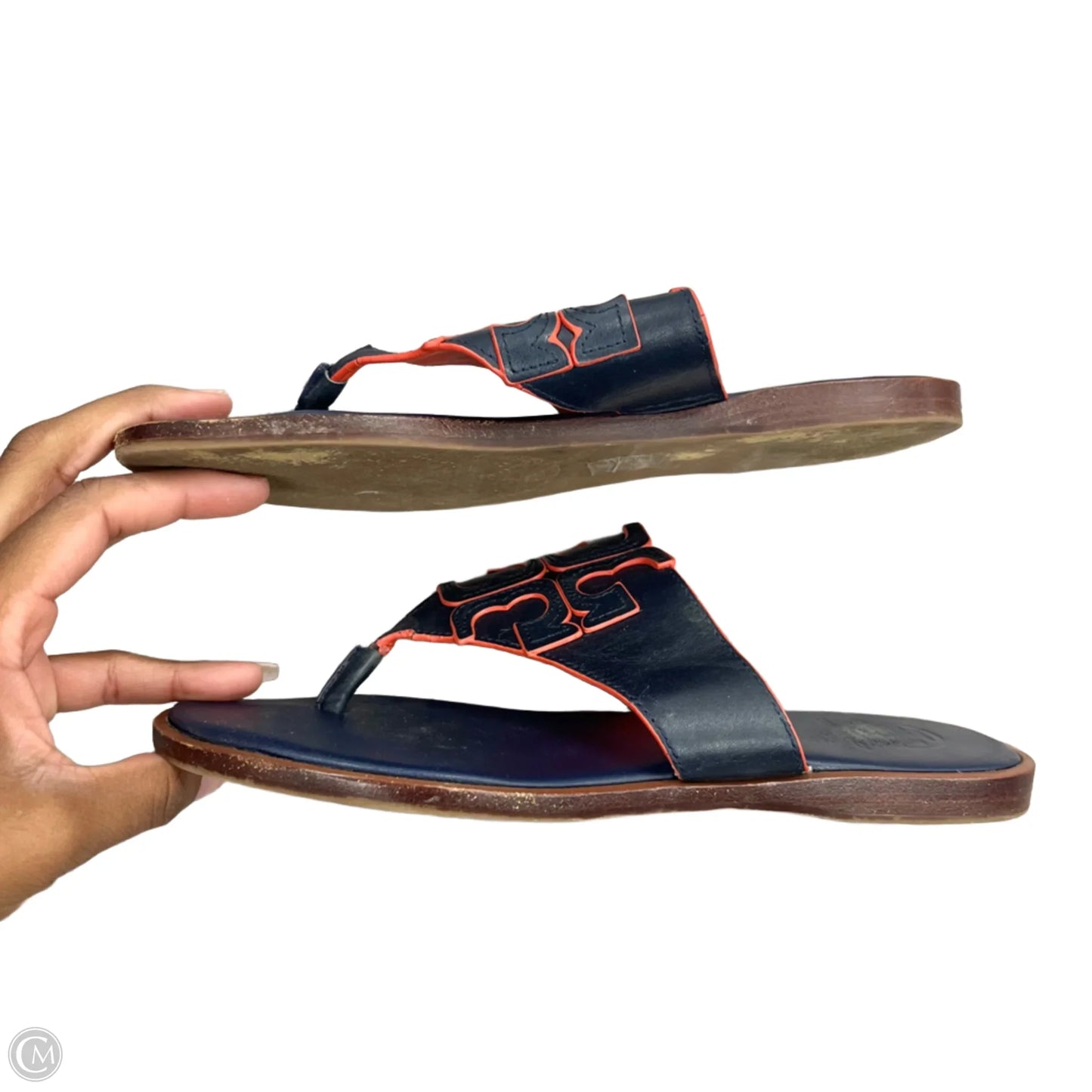 Sandals Designer By Tory Burch In Navy, Size: 6