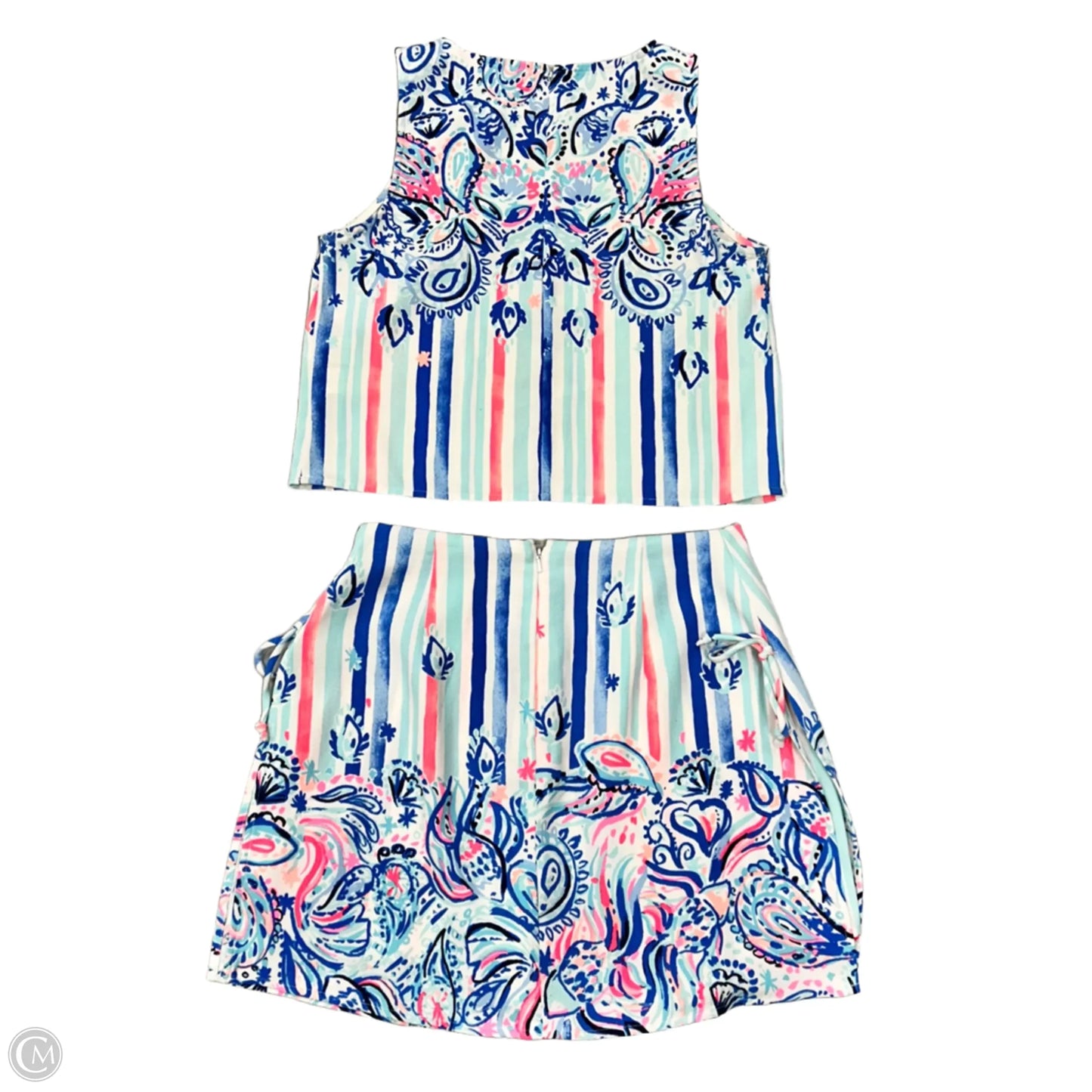 Top Sleeveless 2pc Set Designer By Lilly Pulitzer In Blue & Pink, Size: S