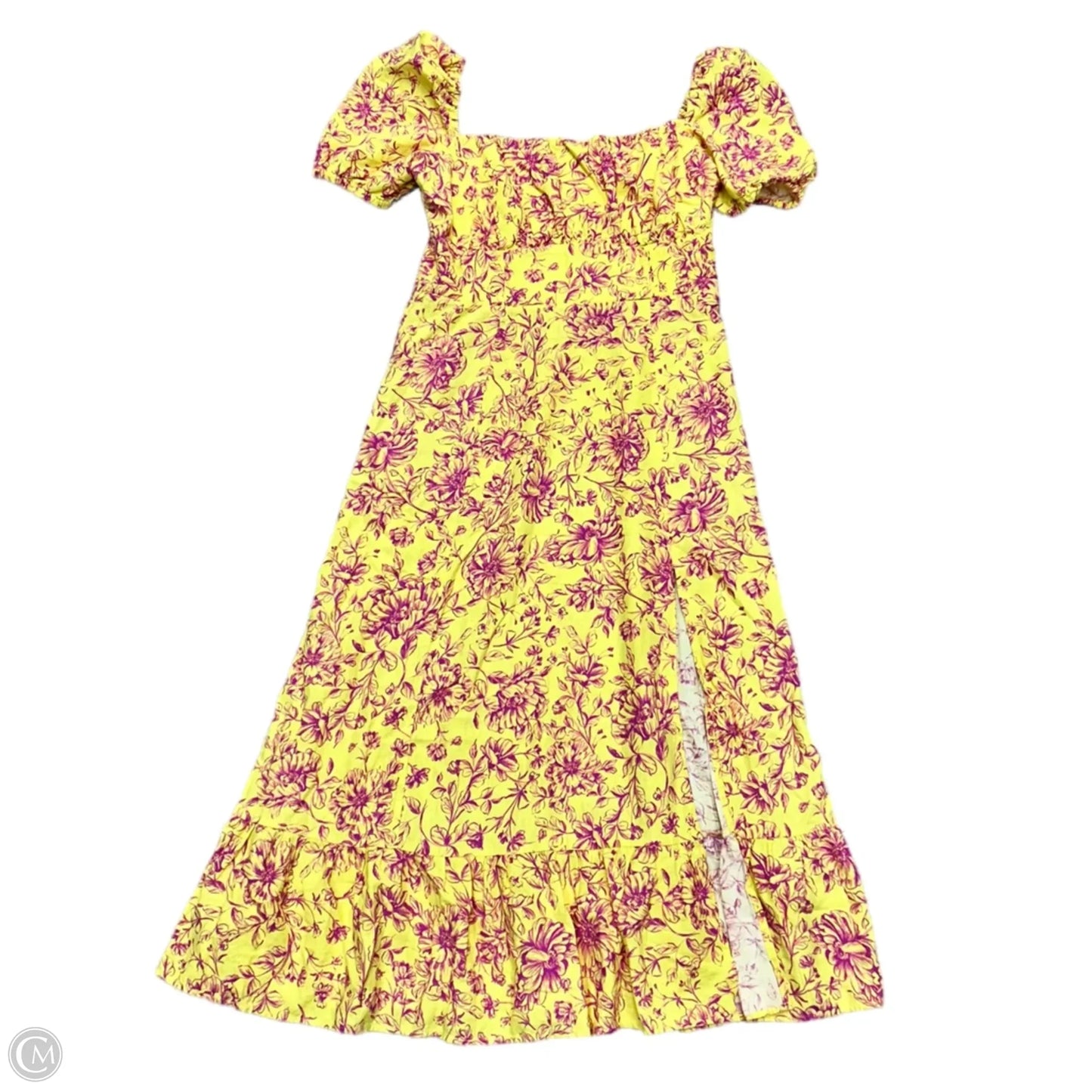 Dress Casual Midi By London Times In Pink & Yellow, Size: L