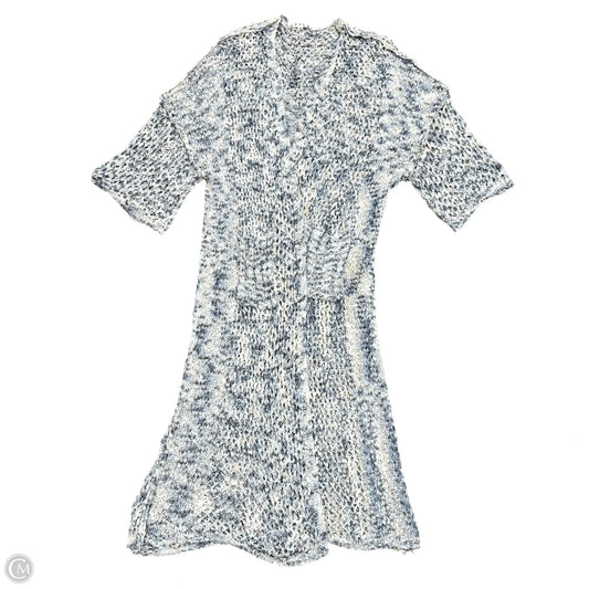 Sweater Cardigan By Pol In Blue & Cream, Size: S