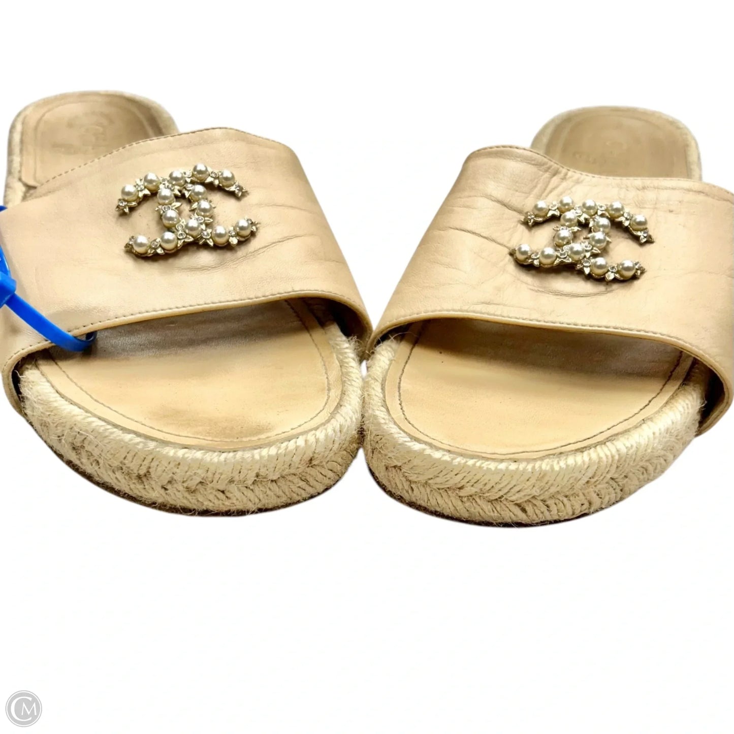 Sandals Luxury Designer By Chanel In Cream, Size: 10