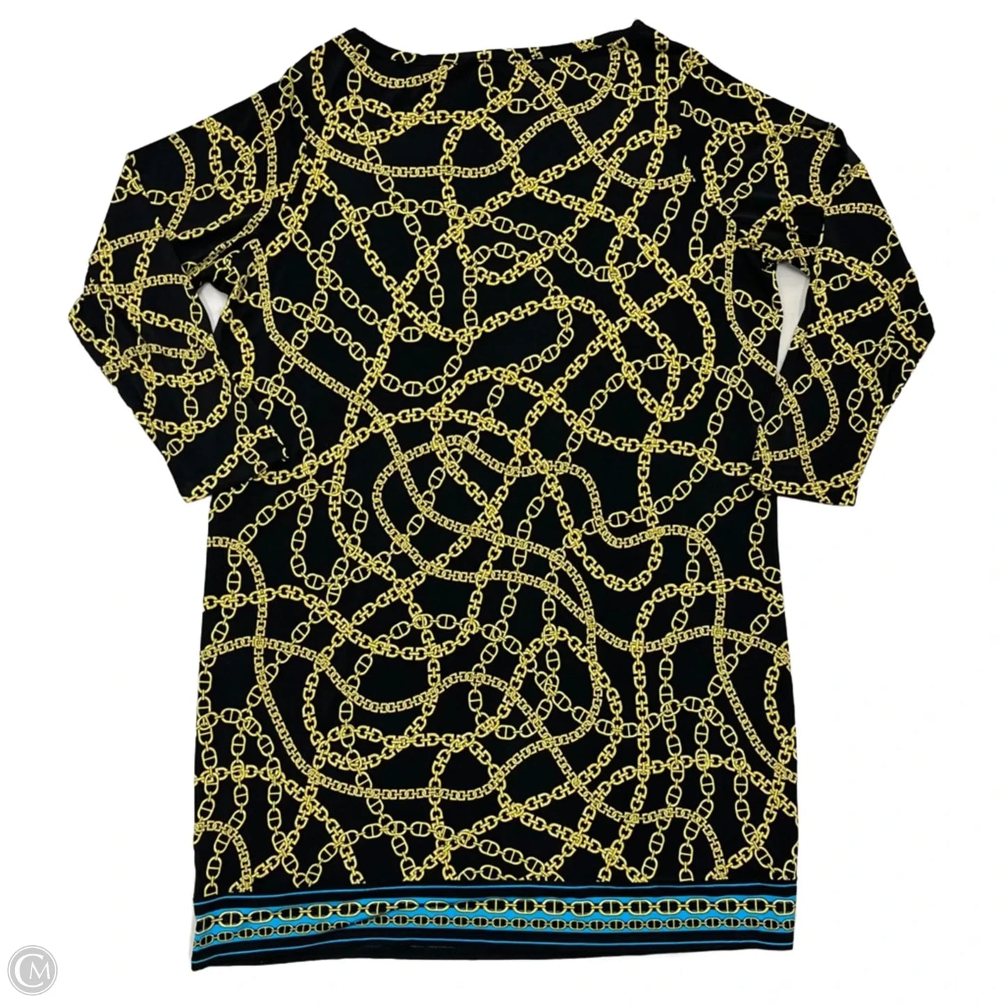 Dress Casual Midi By Michael By Michael Kors In Black & Gold, Size: 2x