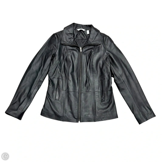Jacket Leather By Denim And Co Qvc In Black, Size: S