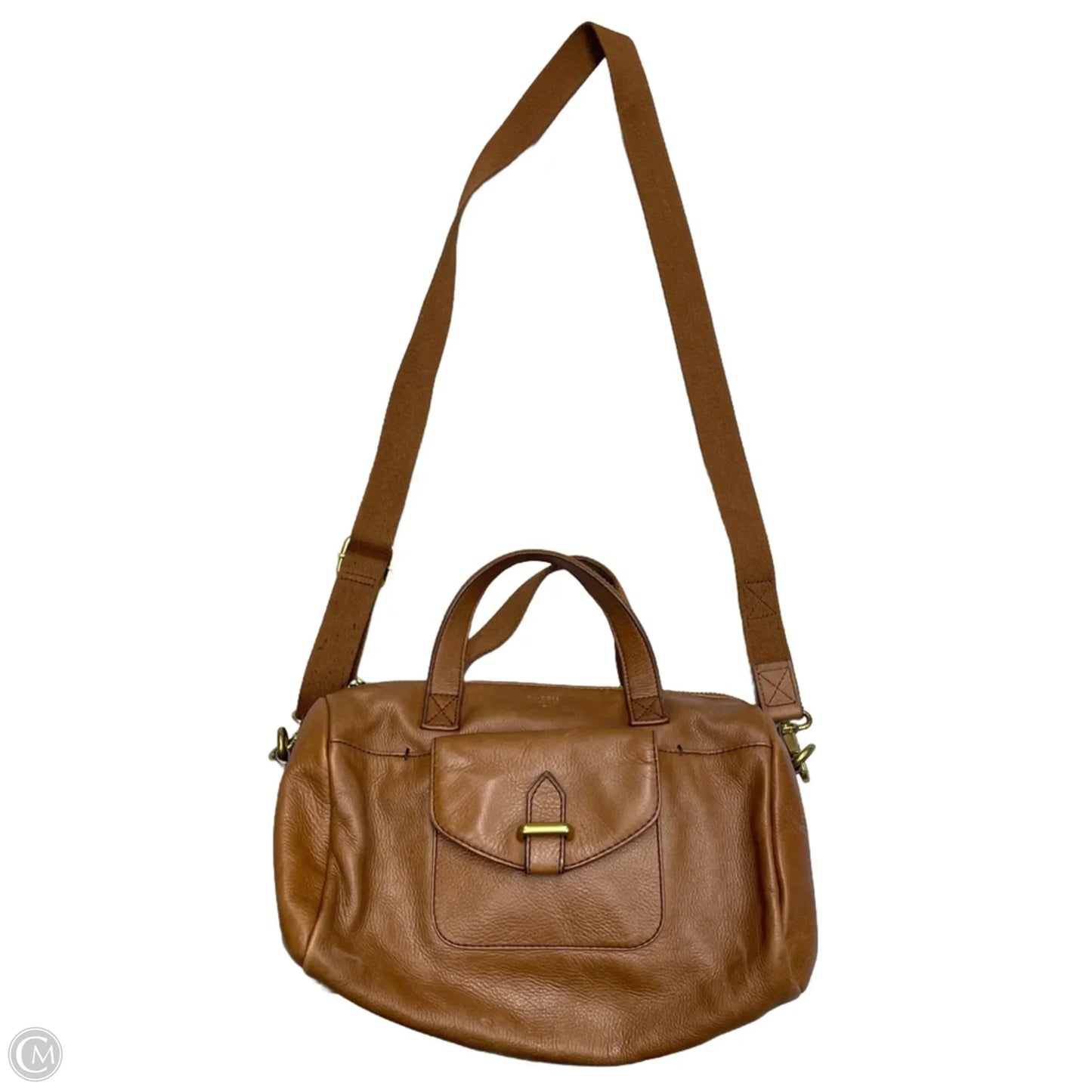 Handbag Leather By Fossil, Size: Medium