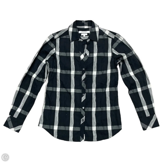 Blouse Long Sleeve By Foxcroft In Plaid Pattern, Size: Xs
