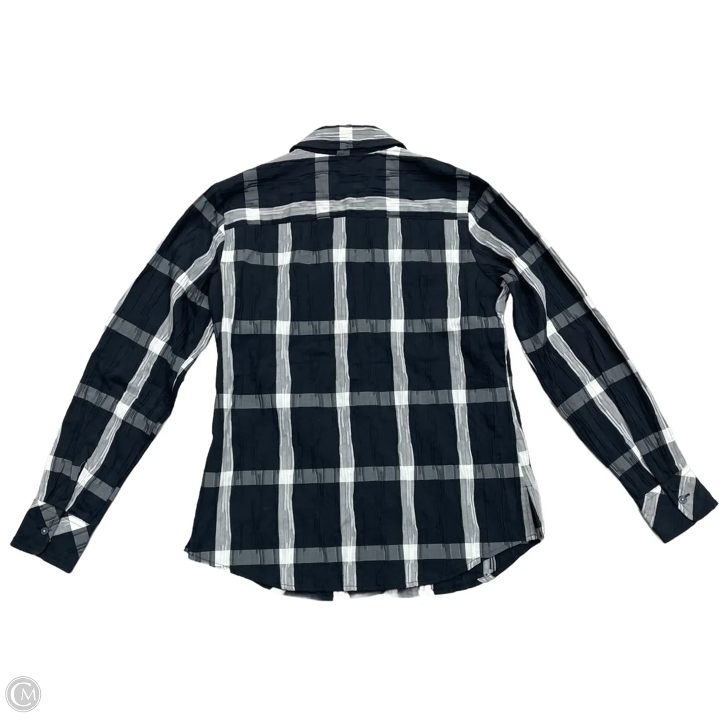 Blouse Long Sleeve By Foxcroft In Plaid Pattern, Size: Xs