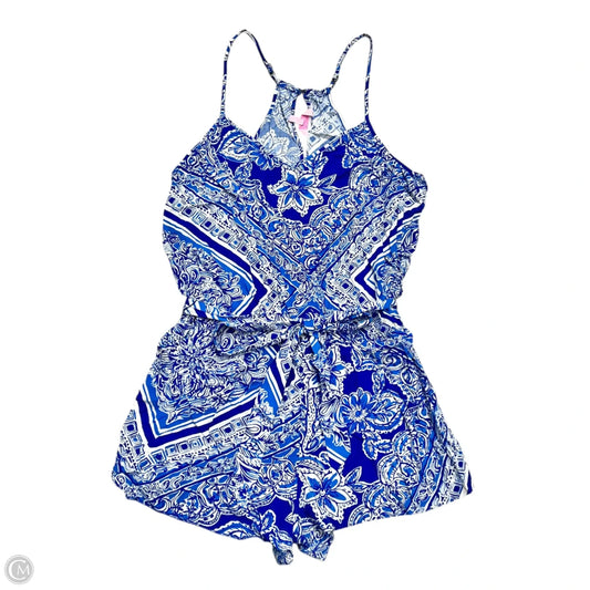 Romper Designer By Lilly Pulitzer In Blue & White, Size: Xl
