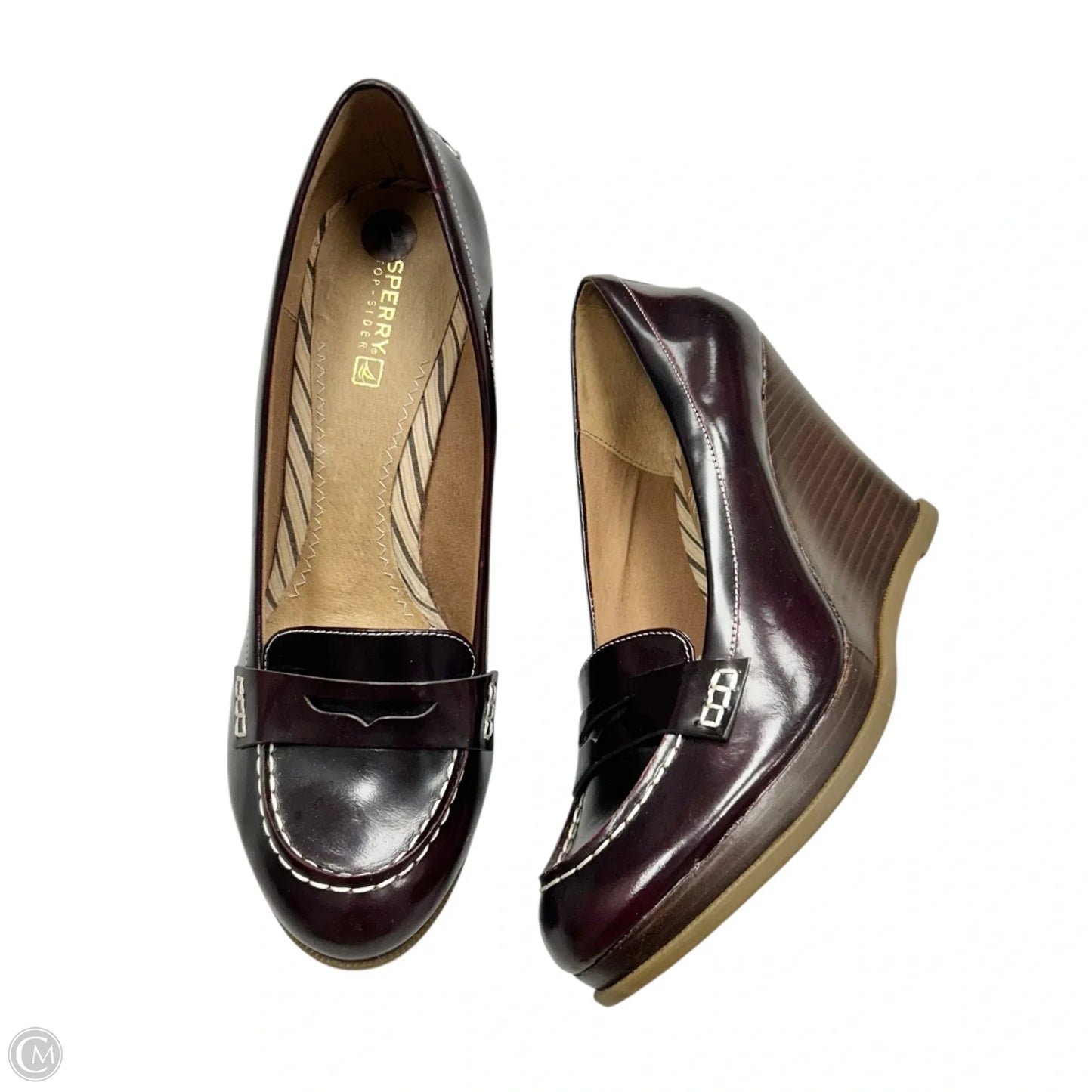 Shoes Heels Wedge By Sperry In Maroon, Size: 10