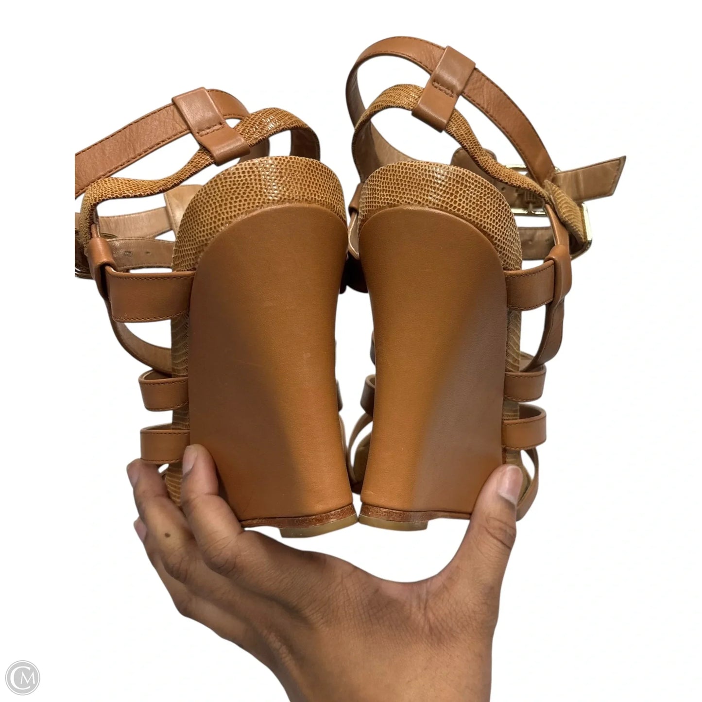 Sandals Heels Wedge By Ann Taylor In Tan, Size: 8