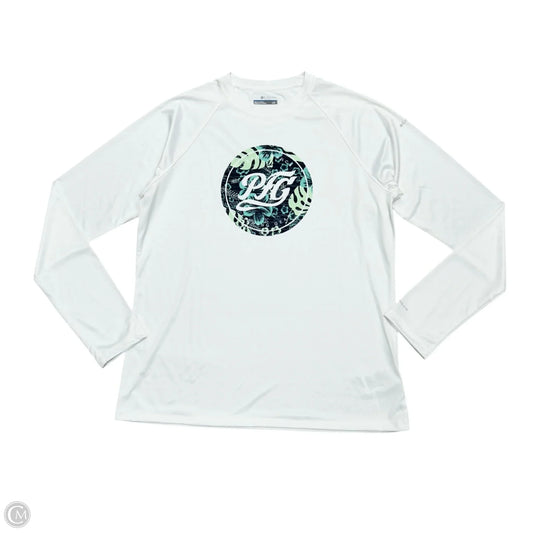 Athletic Top Long Sleeve Crewneck By Columbia In Blue & White, Size: L