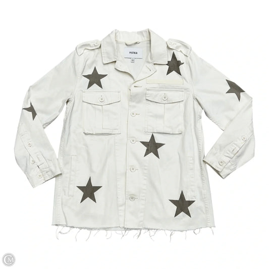 Jacket Denim By Pistola In White Denim, Size: S