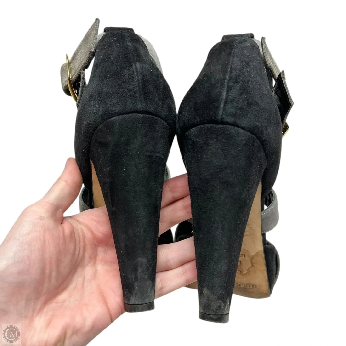 Sandals Heels Block By Loeffler Randall In Black & Grey, Size: 8