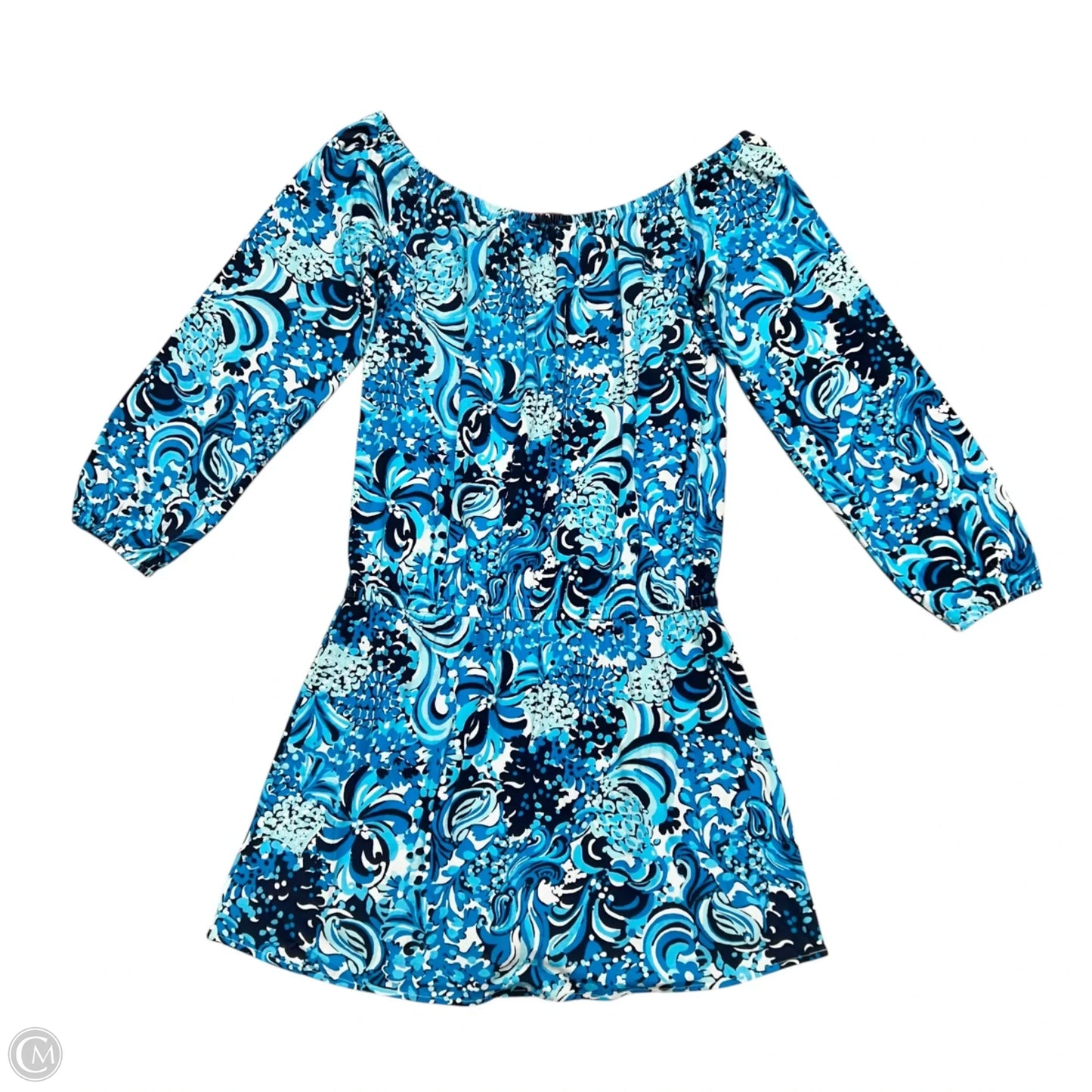 Romper Designer By Lilly Pulitzer In Blue & White, Size: M