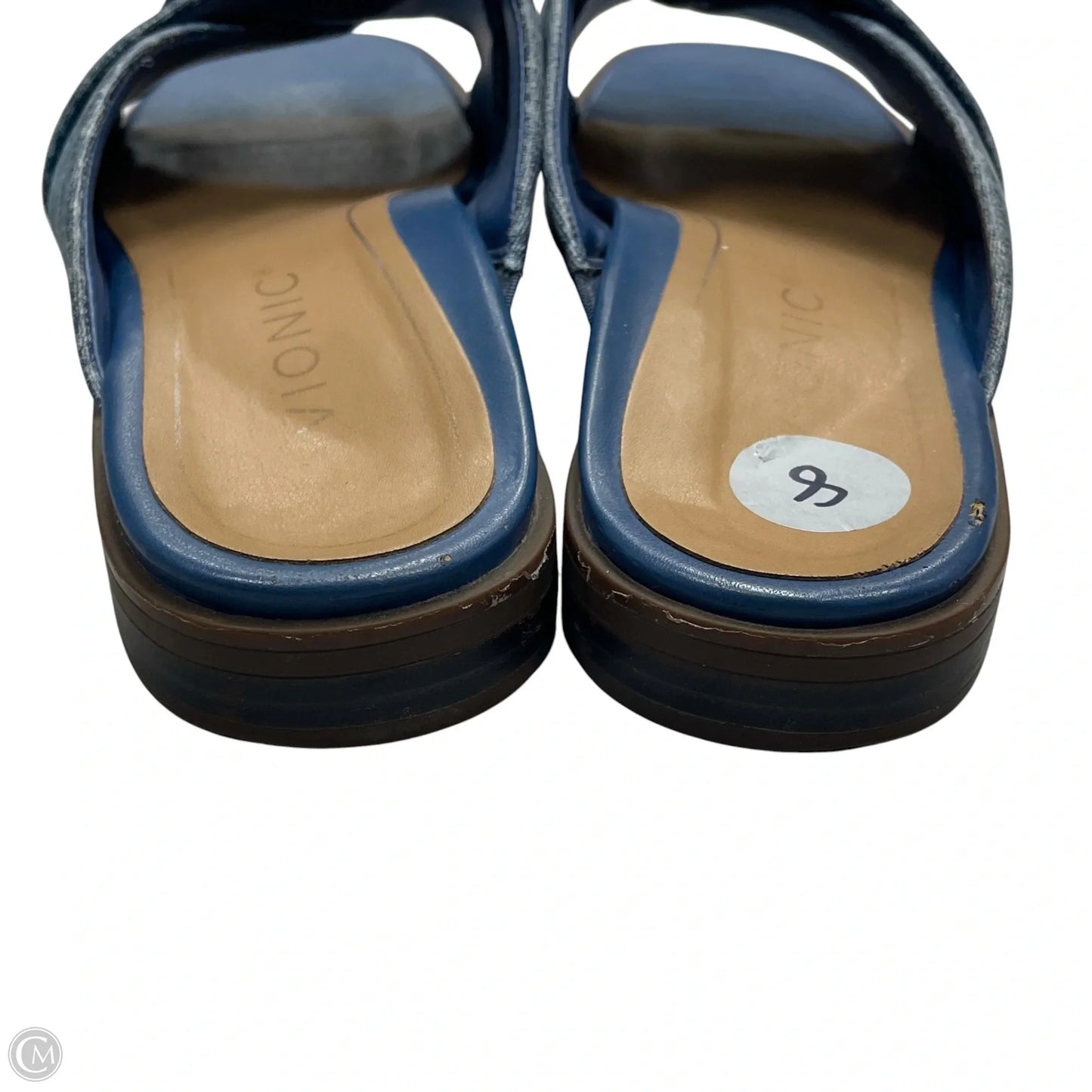 Sandals Flats By Vionic In Blue Denim, Size: 8
