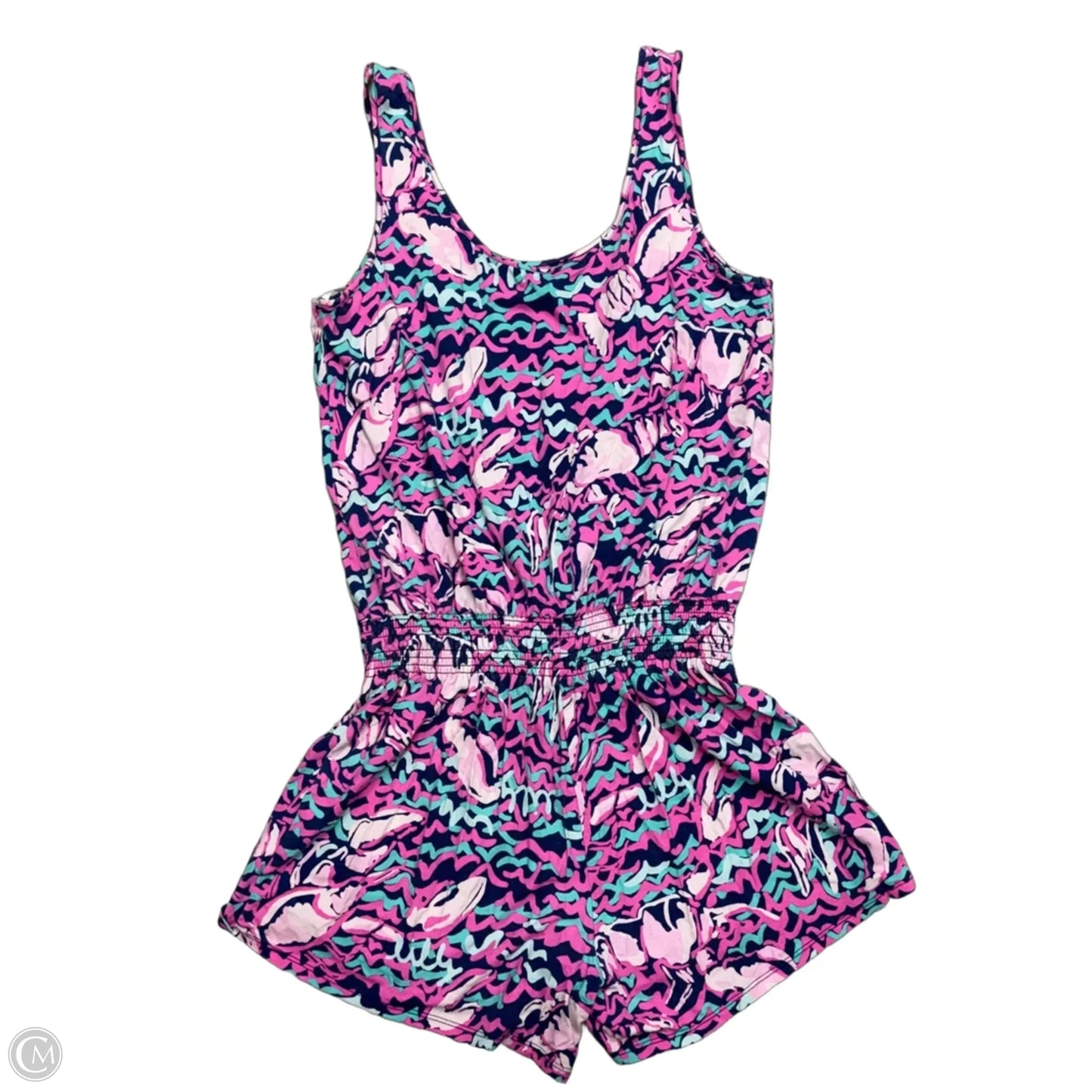 Romper Designer By Lilly Pulitzer In Blue & Pink, Size: S