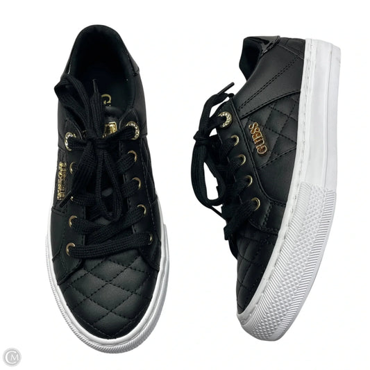 Shoes Sneakers By Guess In Black & Gold, Size: 5