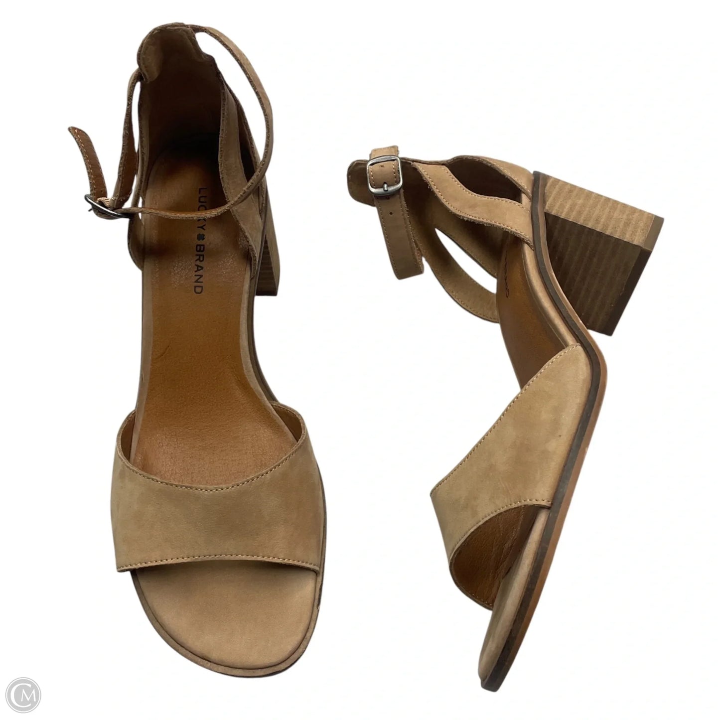 Sandals Heels Block By Lucky Brand In Tan, Size: 9