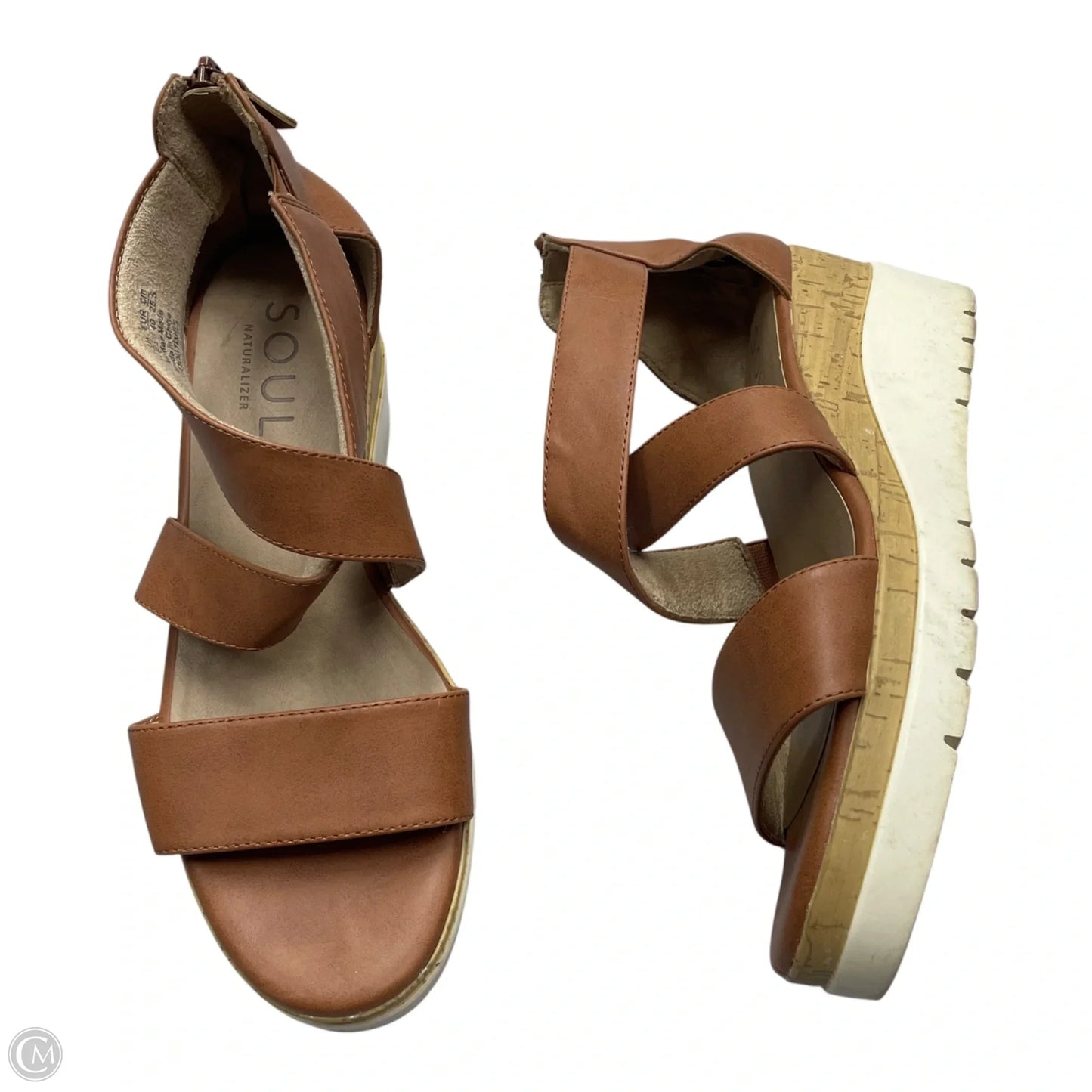 Sandals Heels Wedge By Naturalizer In Tan, Size: 9
