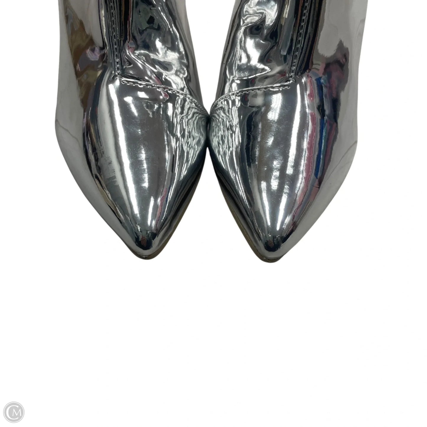 Boots Ankle Heels In Silver, Size: 9