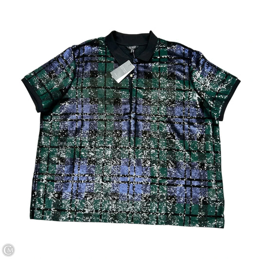 Top Short Sleeve By Lauren By Ralph Lauren In Plaid Pattern, Size: 3x