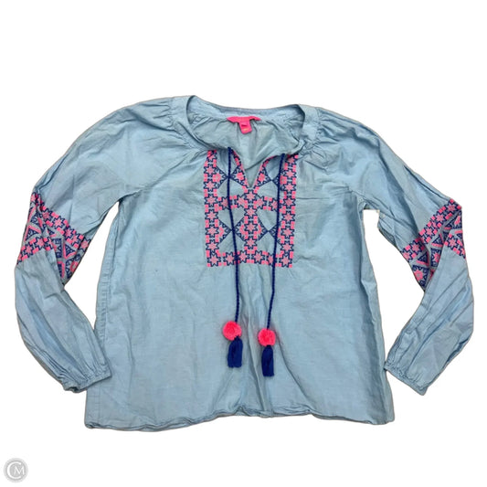 Top Long Sleeve Designer By Lilly Pulitzer In Blue & Pink, Size: S