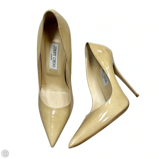 Shoes Luxury Designer By Jimmy Choo In Beige, Size: 9.5