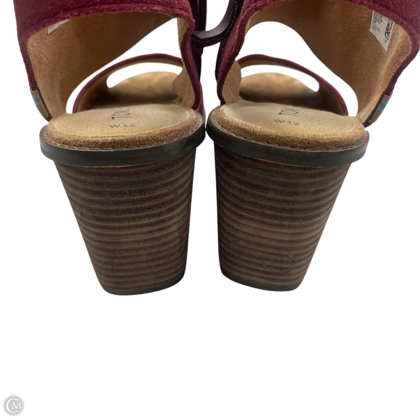 Sandals Heels Block By Toms In Maroon, Size: 12