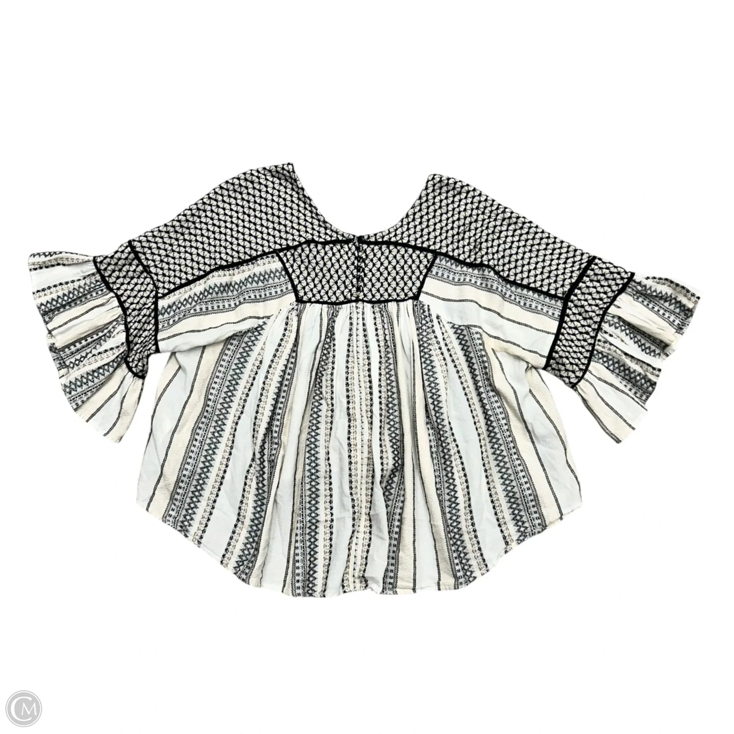 Top Short Sleeve By Free People In Black & Cream, Size: S