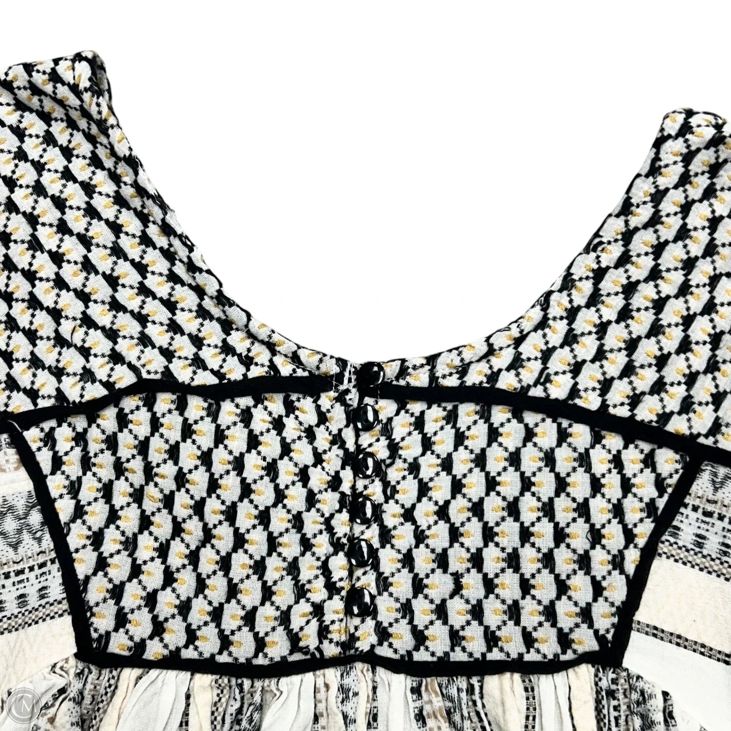 Top Short Sleeve By Free People In Black & Cream, Size: S
