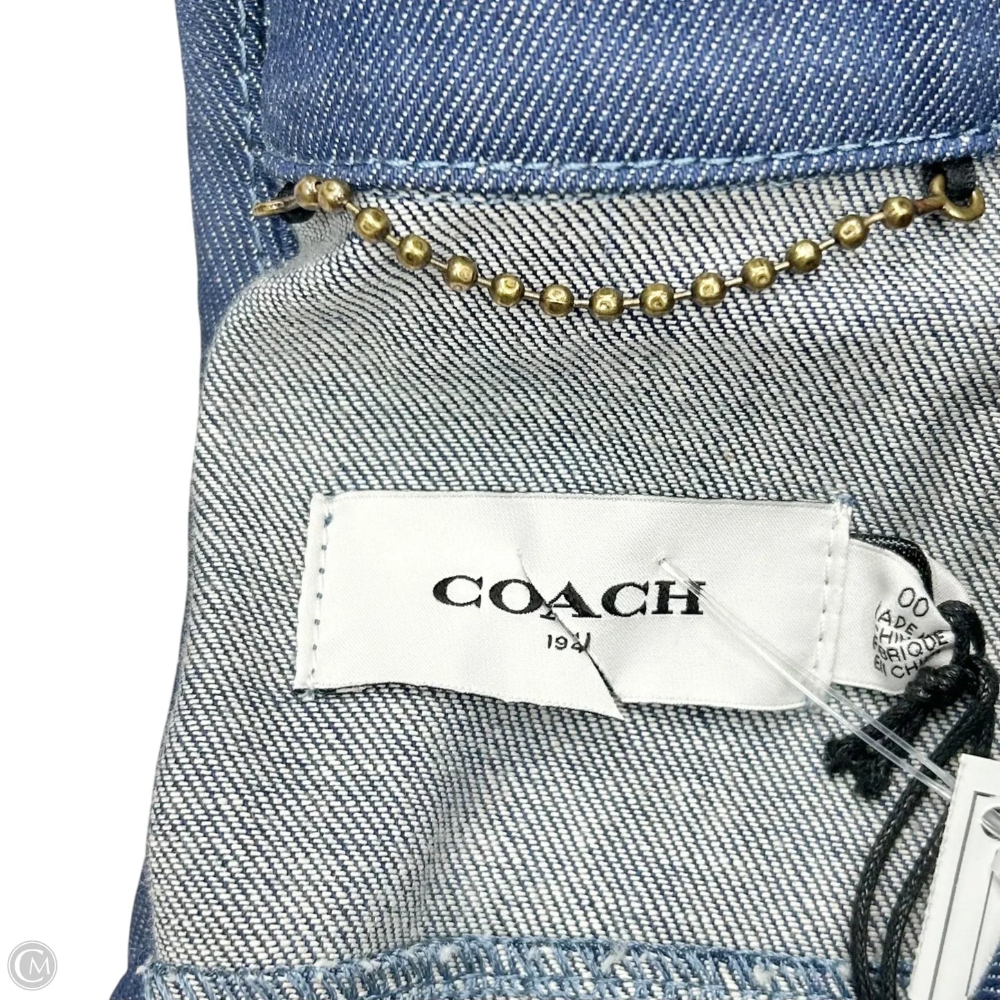 Jacket Designer By Coach In Blue Denim, Size: Xs