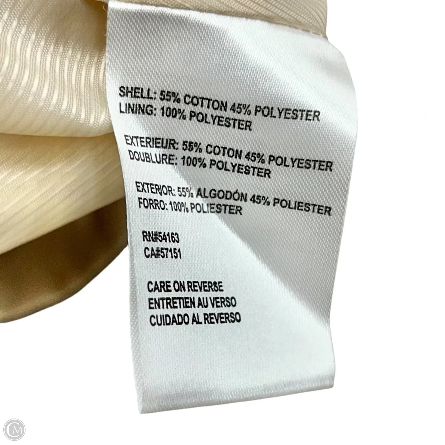 Coat Trench Coat By Calvin Klein In Cream, Size: M