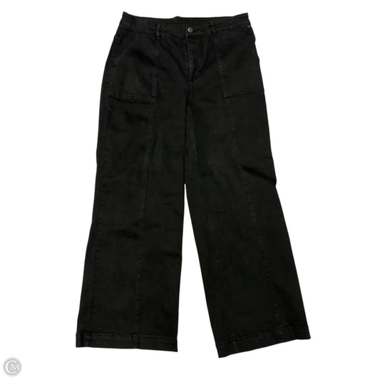 Jeans Wide Leg By Isaac Mizrahi Live Qvc In Black Denim, Size: 16