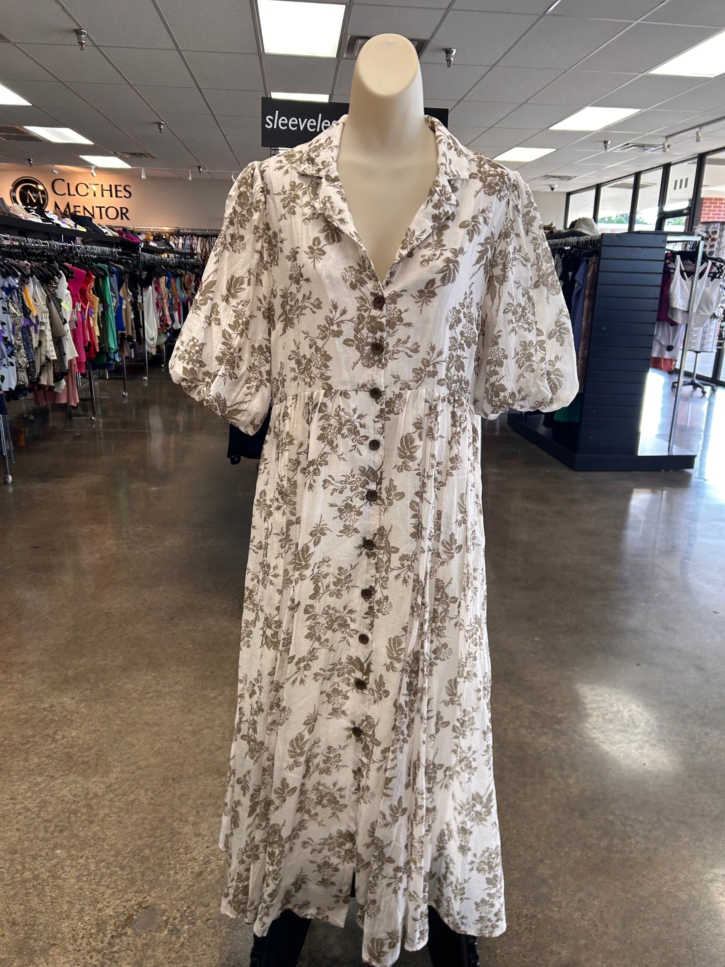 Dress Casual Maxi By In Loom In Tan & White, Size:L