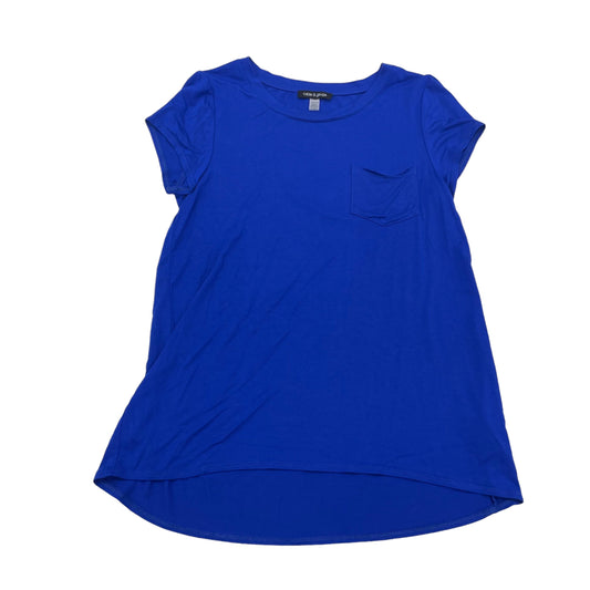 Blue Top Short Sleeve Basic Cable And Gauge, Size M