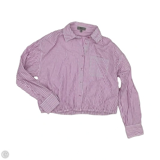 Blouse Long Sleeve By Kut In Pink & White, Size: M