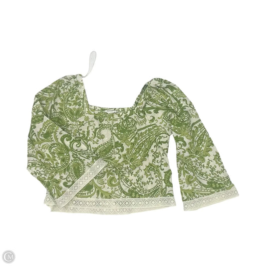 Top Long Sleeve By Nicole Miller In Green & White, Size: S